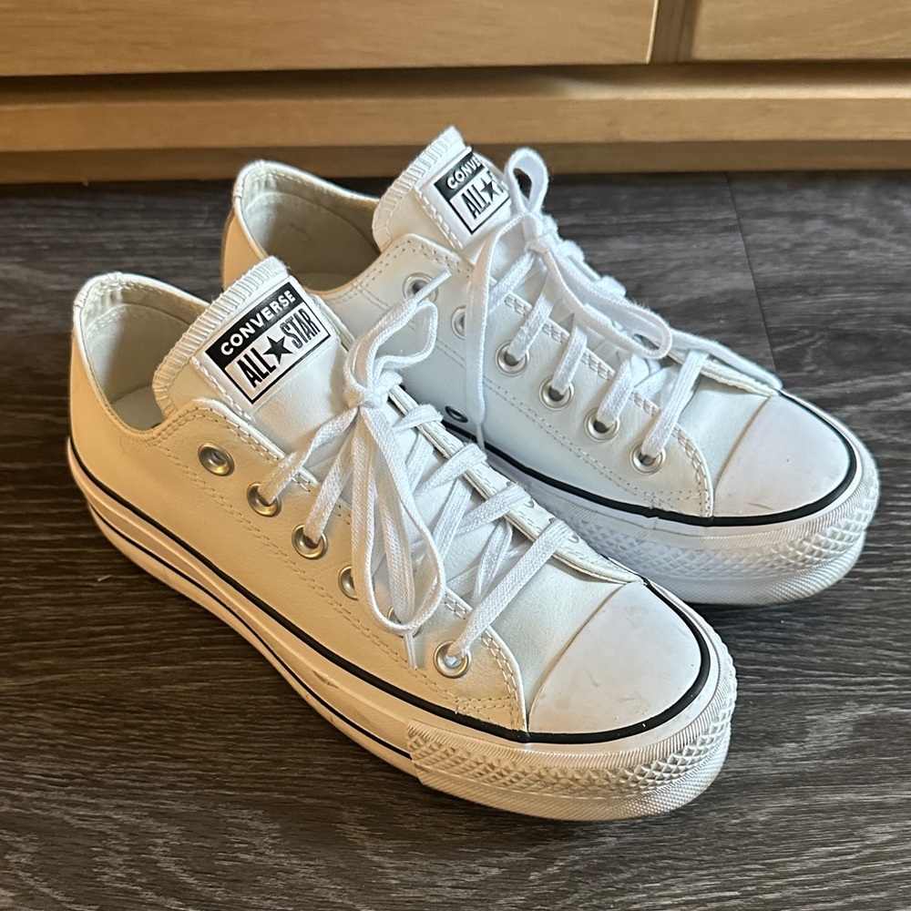 Platform Converse All Star White Canvas Sneakers